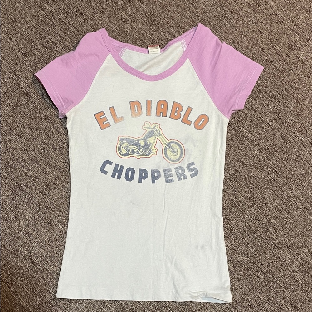 Hollister vintage tee, vintage El Diablo Choppers, raglan tee